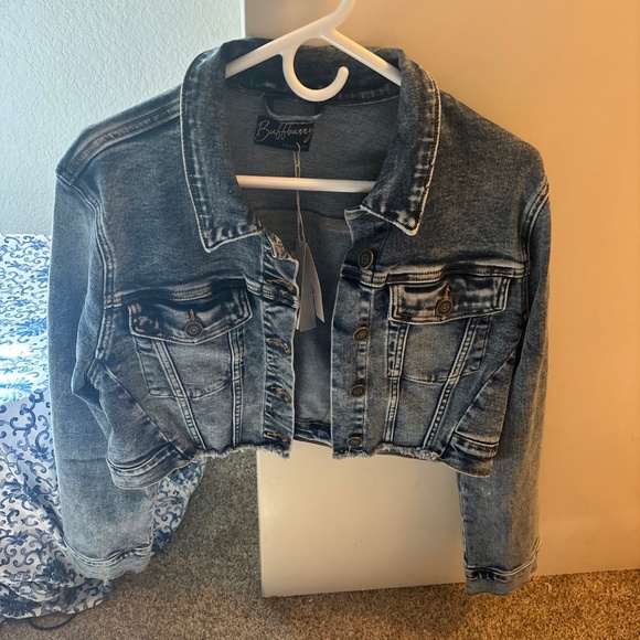 Buffbunny jean jacket New with tags size large $98 - Picture 1 of 5